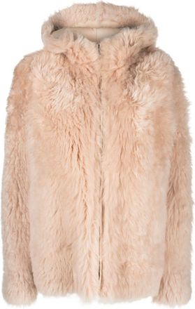 Yves Salomon zip-up shearling coat - women - Lamb Fur/Lamb Skin - 38 - Neutrals