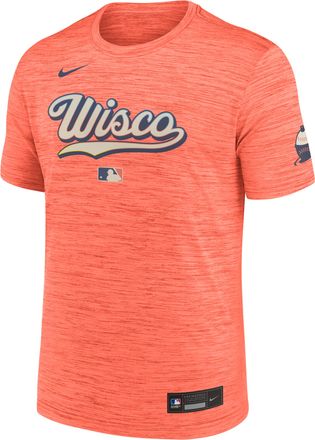 Nike Milwaukee Brewers City Connect Velocity Nike Mens Dri-FIT MLB T-Shirt in Orange | 02ER6CXMZB-AV0