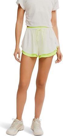 Free People Movement Final Stretch Reversible Womens Shorts White/Highlighter : MD (Womens 8-10) 3, Elastane/Polyester
