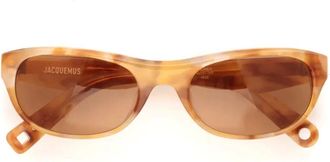 Jacquemus Beige Ronde Zonnebril met Tabak Lens - Dames - Zonnebrillen - Bruin - ONE Size - Accessoires