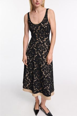 Dorothee Schumacher Lacy Dream Sleeveless Midi Dress In Pure Black