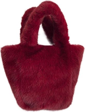 Generic Womens Plush Bags Handbag Womens Autumn Winter Sensation Pure Color Plu Handheld Bag Neutral Sle Magneti(Wine red)