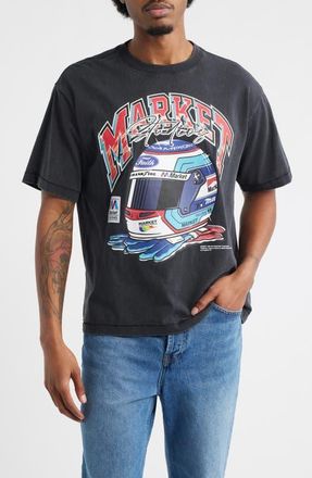 Market Racing Helmet Graphic T-Shirt in Black at Nordstrom, Size Xx-Large