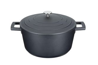 MasterClass Cazuela Con Tapa, Mediana 4l/24 Cm, Aluminio Fundido Ligero, Apta Para Horno Y Placa De Inducci&oacute;n, Negra