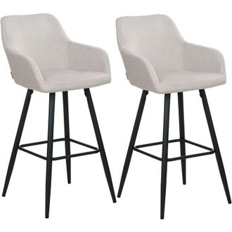 Beliani Conjunto De 2 Sillas De Bar De Estilo Moderno En Color Gris Pardo Fabricadas En Terciopelo Con Patas De Metal Casmalia