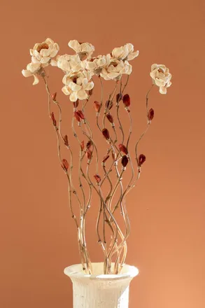 Kalalou Set Of Twelve Dried Flowers On A Bamboo Stem
