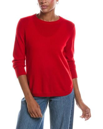 Autumn Cashmere Solid Shirttail Crewneck Cashmere Sweater