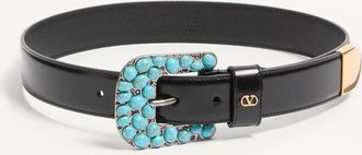 Valentino Garavani Cintura VLogo Signature In Vitello Spazzolato 30 Mm Donna NERO 065