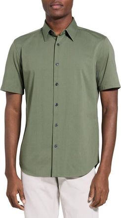 Theory Irving Short Sleeve Button-Up Shirt in Light Ivy at Nordstrom, Size Xx-Large