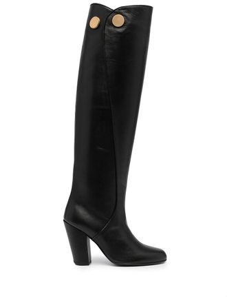 Ports 1961 button detail over the knee boots - women - Lamb Skin/Leather/Leather - 37 - Black