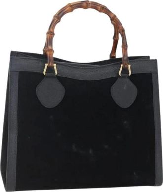 Gucci Pre-owned Handbags, female, Black, Size: ONE SIZE Pre-owned Vintage Suede Handbag