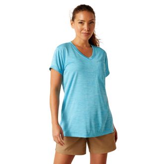 Ariat Womens Rebar Evolution Logo T-Shirt in Norse Blue, Size X-Small, by Ariat