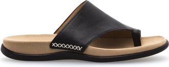 Gabor Zwarte Leren Teenring Muiltjes - Dames - Sandalen - Zwart - 37 EU - Schoenen
