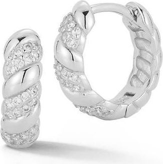 Glaze Jewelry Twist Cubic Zirconia Small Hoop Earrings in Silver at Nordstrom Rack