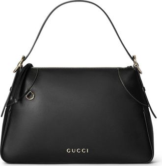 Gucci GG Emblem Schoudertas - Dames - Handtassen - Zwart - ONE Size - Leer - Tassen