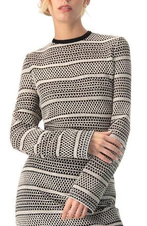 Ivonne Long Sleeve Knit Crop Top in Black at Nordstrom, Size 10