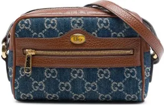 Gucci Vintage, unisex, Blauw, ONE Size, Leer, Pre-owned Ophidia Cross Body Bag
