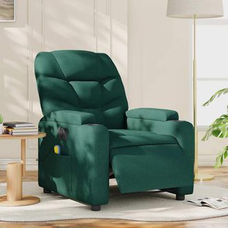 vidaXL Vidaxl - Sill&oacute;n Reclinable De Masaje El&eacute;ctrico Tela Verde Oscuro