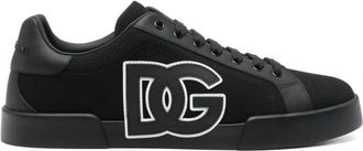Dolce & Gabbana Schoenen, Heren, Zwart, 46 EU, Katoen, Zwarte Sneakers met Zijlogo