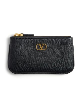 Valentino Garavani VLogo Signature keyring - women - Lamb Skin/Calf Leather/Metal - One Size - Black