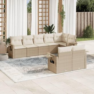 vidaXL Vidaxl - Juego De Sof&aacute;s De Jard&iacute;n Con Cojines Beige 8 Pzas Rat&aacute;n Pe