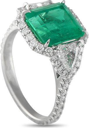 Kwiat Platinum 1.0ct Diamond and Emerald Ring KW07-061025