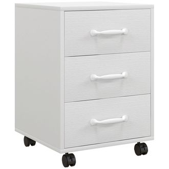 HOMCOM 3 Drawer Rolling File Cabinet With Wheels Under Desk Mobile Filing Cabinet - Black/White - White - HOMCOM | TJ Hughes Black