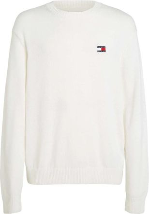 Tommy Jeans Witte Wollen Trui - Heren - Ronde hals truien - Wit - XS - Wol - Truien & Vesten