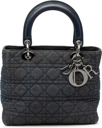 Dior Pre-owned Dior Medium Denim Cannage Lady Dior Ladies 0Z1O14SN9LBCXYUW