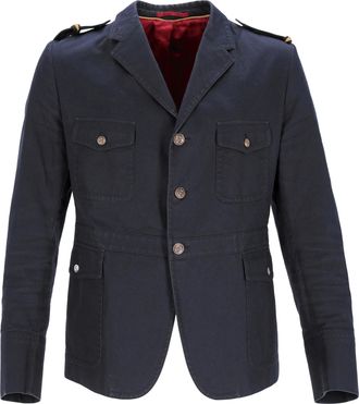 Gucci Pre-owned Mens Military field Blazer with Pockets in Navy Blue Cotton - Size IT 50 (Mens)