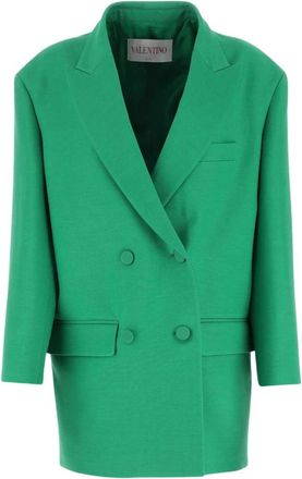 Valentino Garavani Crepe Couture Oversize Blazer - Dames - Blazers - Groen - 2XS - Wol - Jassen