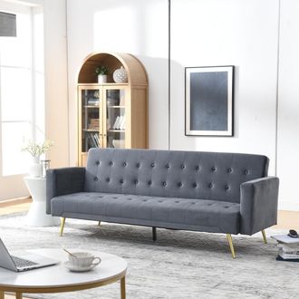Outdoor Living Olivia 3 Seater Velvet Sofa Bed - Clic Clac in Grey