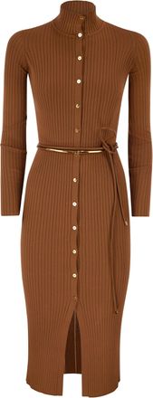 Elisabetta Franchi Openwork Knit Dress With Jewelled Belt