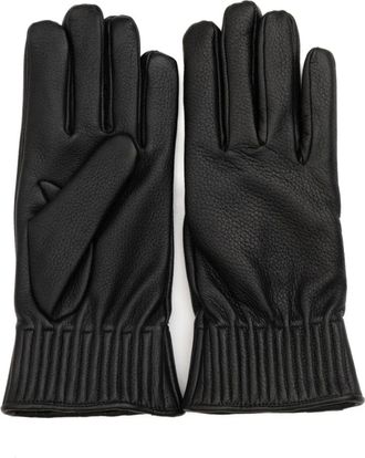 Orciani Accessoires, Dames, Zwart, 8 IN, Leer, Zwarte leren gehamerde handschoenen