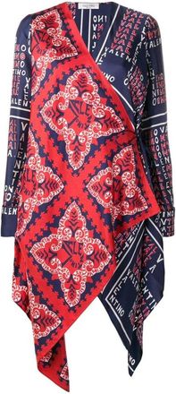 Valentino Garavani Silk Asymmetrical Wrap Dress - Dames - Wikkelkleedje - Veelkleurig - S - Kleedjes
