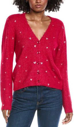 CeCe by Cynthia Steffe Foil Heart Wool-Blend Cardigan