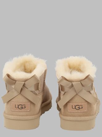 UGG Ultra Mini Bailey Bow Ankle Boots - Beige