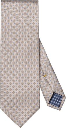 Eton Beige Patroon Zijden Stropdas - Heren - Stropdassen - Beige - ONE Size - Accessoires