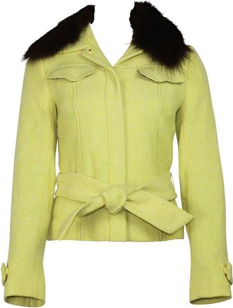 Dolce & Gabbana Tweed Belted Jacket With Detachable Fur, Size Fr, 38 (Authentic Pre-Loved)