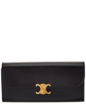 Celine Triomphe Large Leather Continental Wallet