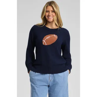 Lands End Drifter Sports Icon Sweater in Football/navy at Nordstrom, Size X-Small