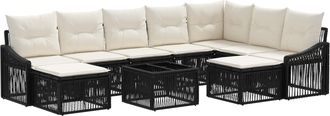 vidaXL Conjunto De Sof&aacute;s De Jard&iacute;n 10 Uds. Negro Rat&aacute;n Sint&eacute;tico Vidaxl