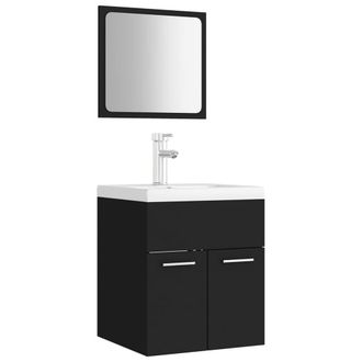 Berkfield Home Bathroom Furniture Set Black Engineered Wood