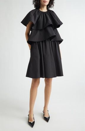 Nackiy&eacute; Lily Pond Layered Cotton & Nylon Dress in Noir at Nordstrom, Size 10 Us