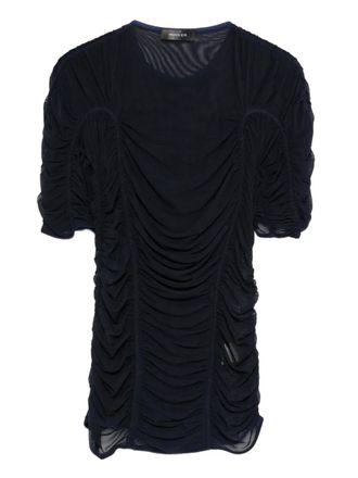 MUGLER mesh short-sleeves top - Blue