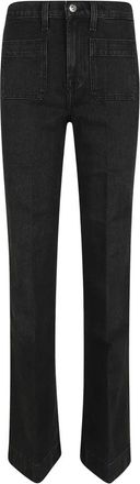7 For All Mankind Modern Dojo Heavy Rain Met Patchzakken - Dames - Loose Fit Jeans - Zwart - W28 - Katoen - Jeans