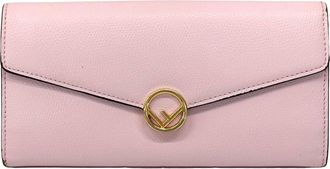 Fendi Gold Pink Leather Long Wallet (Bi-Fold) (Pre-Owned)
