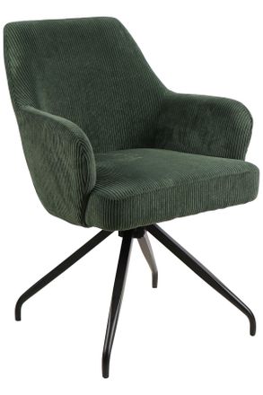 MID.YOU Mid.you Armlehnstuhl, Gr&uuml;n, Schwarz, Holz, Metall, Textil, Pappel, Sperrholz, Drehkreuz, 57x86x65 cm, Sitzfl&auml;che 360&deg; drehbar, Esszimmer, St&uuml;hle, Pols