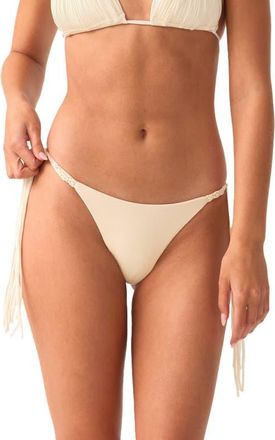 PQ Swim Mila Side Tie Bikini Bottoms in Cream at Nordstrom, Size Medium