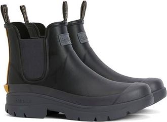 Barbour Nimbus Chelsea Rain Boot in Black/Ochre at Nordstrom, Size 11